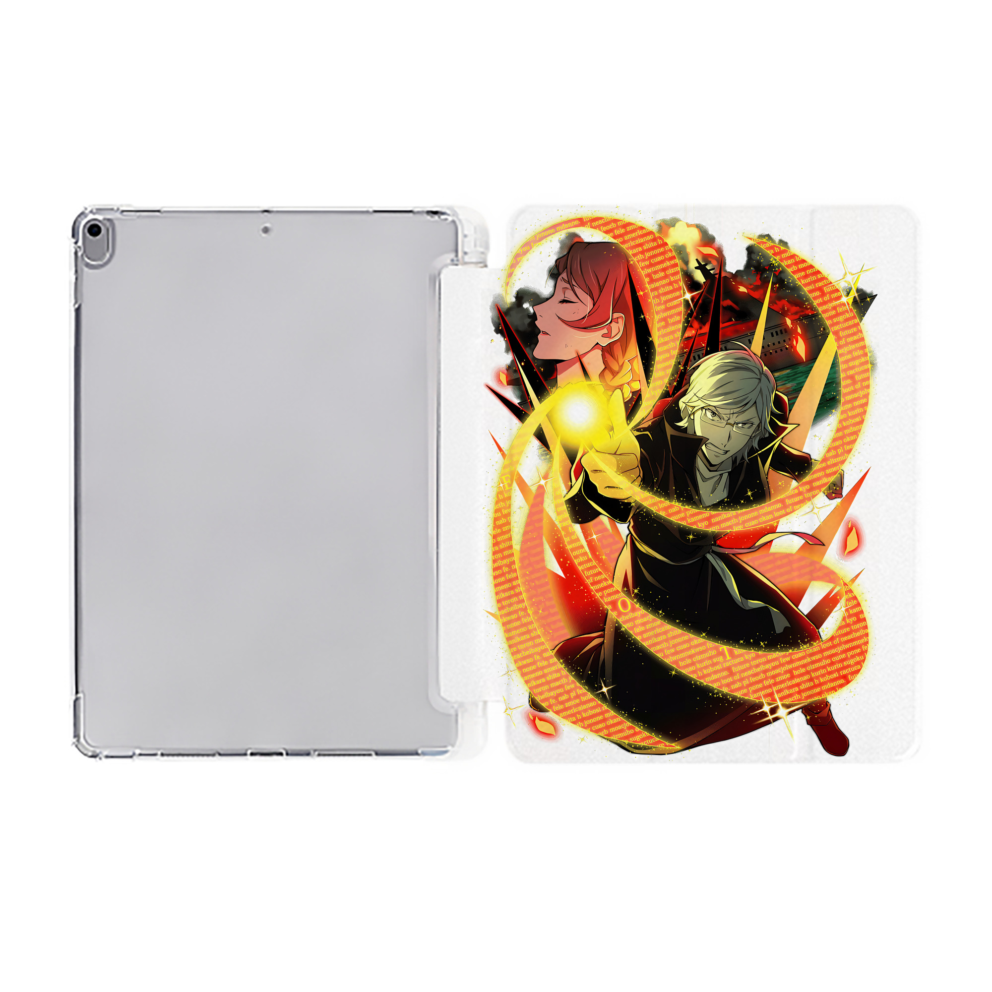 （画像用） 文豪ストレイドッグス Bungo Stray Dogs IPad ケース ペン収納付き 三つ折りスタンド PUレザー×シリコン 対応機種9.5/10.5/10.9インチ